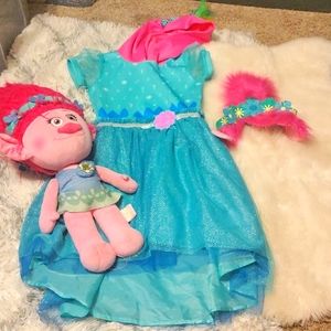 Trolls Poppy Dress 7/8, head band, plush
